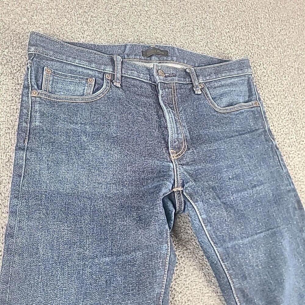 Uniqlo Selvedge Jeans Mens 34x33 Raw Japanese Kaihara Fabric Slim Straight Low